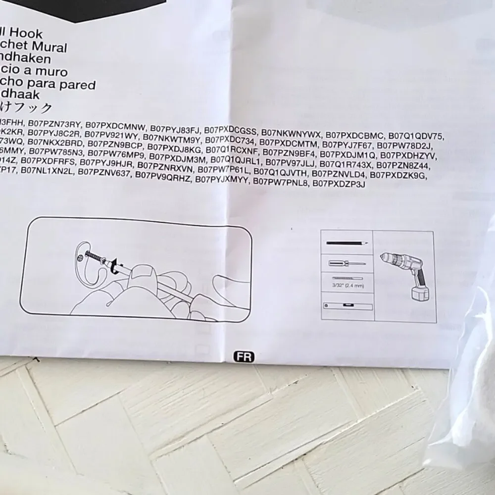 Amazon Basics Top-Bottom Prong Coat Hook Satin Nickel 5-Pack NIB